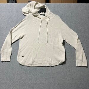 Lauren Ralph Lauren Womens Waffle Knit Pullover Hoodie Cream quiet luxury XL